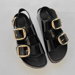 Birkenstock Big Buckle Milano Black Gold Shine 38